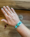 Cuff - Sterling silver Cuff Bracelet with 3 stone Sonoran gold turquoise