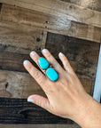 2 Stone - adjustable kingman turquoise ring and sterling silver