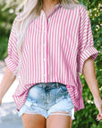 Baylee Stripe Dolman Sleeve Oversize Top