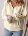 Kate Fleece Lined Half Zipper Kangaroo Pockets Loose Hoodie