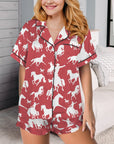 Red Bronc Satin Ruffle Western Pajama Set
