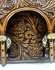 Floral Tooled Briefcase with Cow Hide