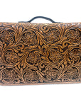 Floral Tooled Briefcase with Cow Hide
