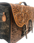 Floral Tooled Briefcase with Cow Hide