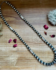 Sterling silver pearls - 30 inch with barrel beads