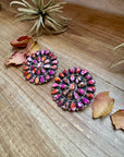 Giant Cluster Earrings – Pink Dahlia Color & Sterling Silver - One of a kind