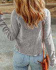 Daisy Textured Round Neck Long Sleeve Top