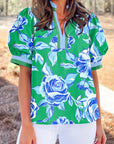 Floral Puff Short Sleeve Blouse