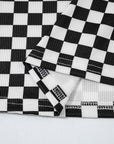 Checker Ribbed Knit Crewneck T-Shirt