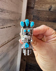 The Kachina Ring – Size 8 – Sterling Silver – Kingman Turquoise – Navajo Handmade