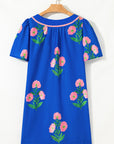 Floral Split Neck Mini Dress