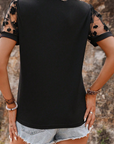 Plus Size Floral Mesh Short Sleeve T-Shirt