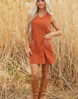 Molly Corduroy Western Embroidered Patched Pocket Mini Dress