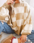 Checker Bishop Sleeve Sweater