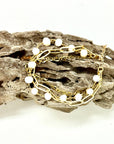 Bracelet Double Strand Freshwater Pearl w/Paper Clip Chain 7”