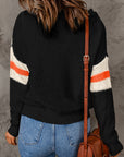 Haisley Chevron Striped Drop Shoulder Sweater