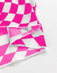 Checker Mesh Long Sleeve Top