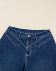 Denim Stitch High-Waist Cuff Jeans