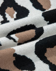Leopard Colorblock Drop Shoulder V-Neck Sweater