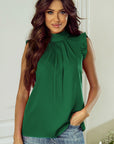 Emerald Pleated Sleeveless Top