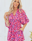 Sevyn Abstract V Neck High Waist Romper