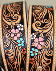 34 In Hilason Justin Tan Vanessa Vine Floral Tool Leather Ladies Belt Western Cowgirl