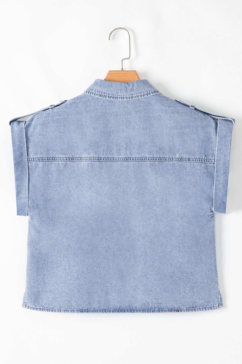 Emelia Denim Pinup Folded Cap Sleeve Shirt