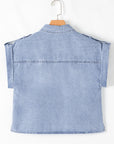 Emelia Denim Pinup Folded Cap Sleeve Shirt