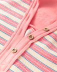 Stripe Buttoned Collared V-Neck Drop Shoulder Top