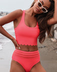 Aleena Scalloped Criss Cross High Waist Bikini