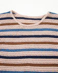 Stripe Drop Shoulder Round Neck Sweater