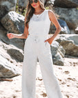 Addilyn Crew Neck Drawstring High Waist Sleeveless Jumpsuit