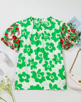 Maisy Embroidered Puff Short Sleeve Floral Blouse