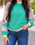 Plaid Paisley Patchwork Long Sleeve Top