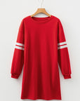 Varsity Stripe Long Sleeve Sweatshirt Dress