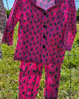 Hot Pink Lightning Bolt Girl's Western Pajama Set