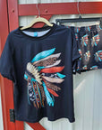 Indian Headdress Women's Western Short and Top Pajama Set