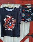 Rodeo Bronc Women's Western Top and Short Pajama Set
