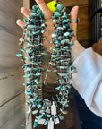 30 inch long shell and turquoise necklace