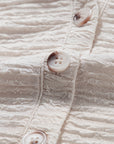 Textured Half Buttoned Drawstring Hoodie