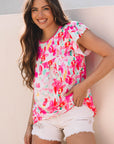 Marlee Floral Flutter Sleeve Casual Blouse