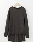 Corded Knit Long Sleeve Top and Shorts Set