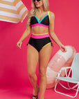Itzel Drawstring Side V Neck High Waist Bikini Set