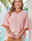Aliyah Plus Size Textured Half Sleeve Top