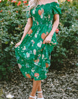 Floral Smocked Tiered Midi Dress