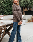 Alana Western Geometric Patterned Crew Neck Knitted Sweater