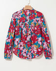 Taylor Floral Balloon Sleeve Half Buttons Blouse