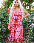 Christina Tie Shoulder Straps Tiered Floral Dress