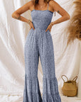 Indie Smocked Bodice Wide Leg Floral Jumpsuit
