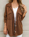 Textured Contrast Flap Pocket Shacket